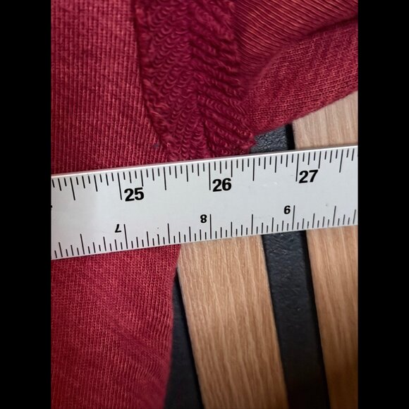 Free People Sweater Large Womens Red Playing in Plaid Pullover Frayed Drawstring - Picture 3 of 7